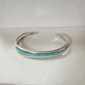 Anson & Leticia Wallace Zuni Made Sterling Silver and Turquoise Cuff Bracelet